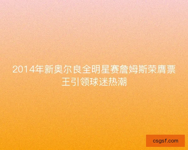 2014年新奥尔良全明星赛詹姆斯荣膺票王引领球迷热潮