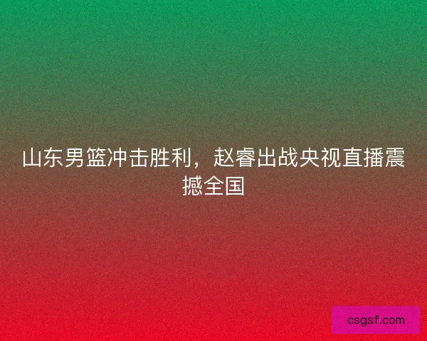 山东男篮冲击胜利，赵睿出战央视直播震撼全国